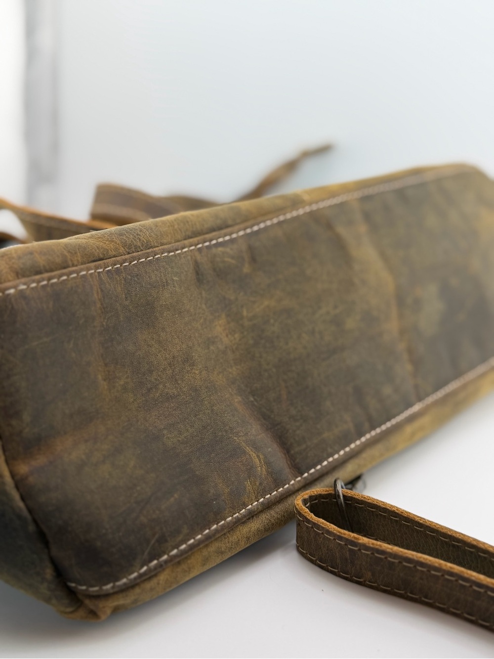 Myra Bag Brown Vintage Leather Tote Bag with Removable Strap - Picture 7 of 16